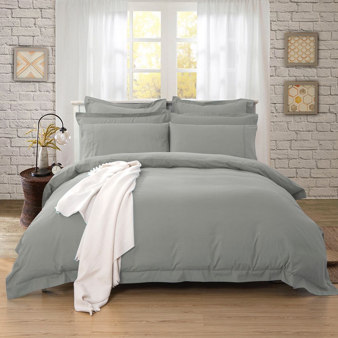 Premium 1000 Thread Count King Size Duvet Cover Set - Soft Grey Luxury Bedding for Hotel Style Comfort - Perfect for Master Bedrooms & Guest Rooms
