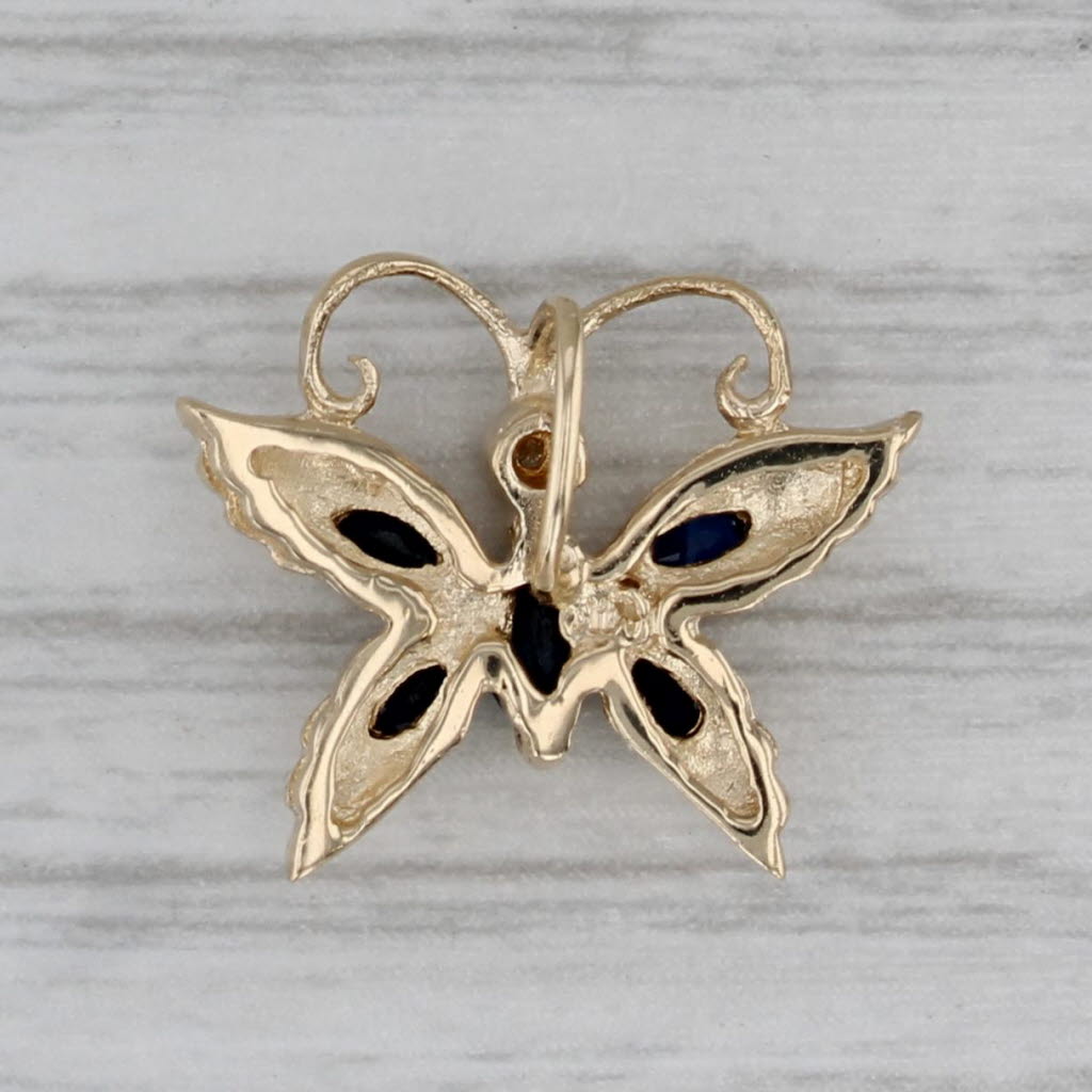 0.45ctw Blue Sapphire Butterfly Pendant Necklace in 14k Yellow Gold with Diamond Accents - Elegant Jewelry Gift for Women, Perfect for Birthdays, Anniversaries & Special Occasions