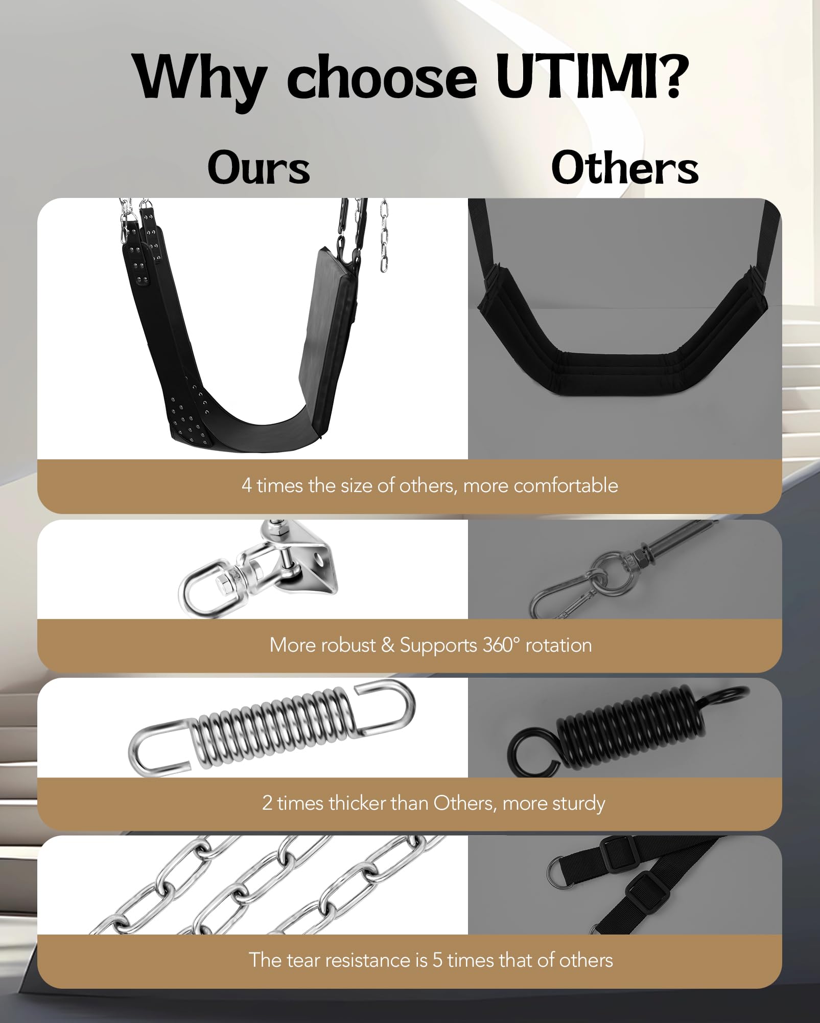 UTIMI Adjustable BDSM Ceiling Sex Swing for Couples - Heavy Duty 800 lbs Capacity, 360° Spinning, Padded Comfort & Sturdy Steel Frame - Easy to Assemble for Bedroom, Adult Play & BDSM Bondage Scenes