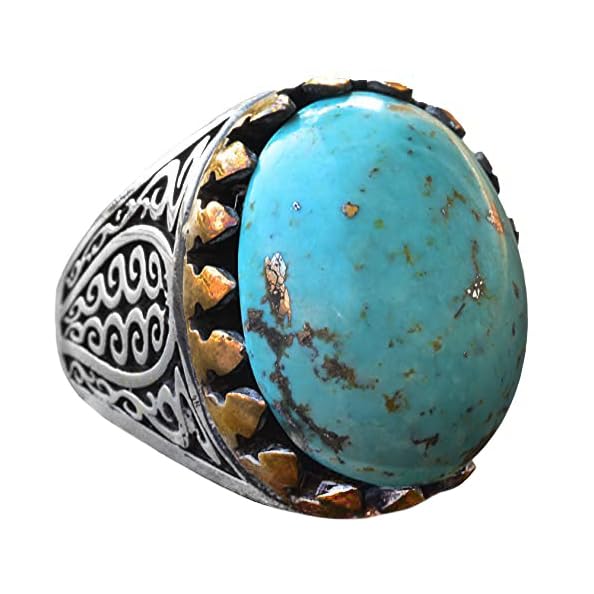 Natural Arizona Turquoise Gemstone Ring for Men - Sterling Silver Handmade Jewelry - Perfect for Gifts, Weddings & Everyday Wear