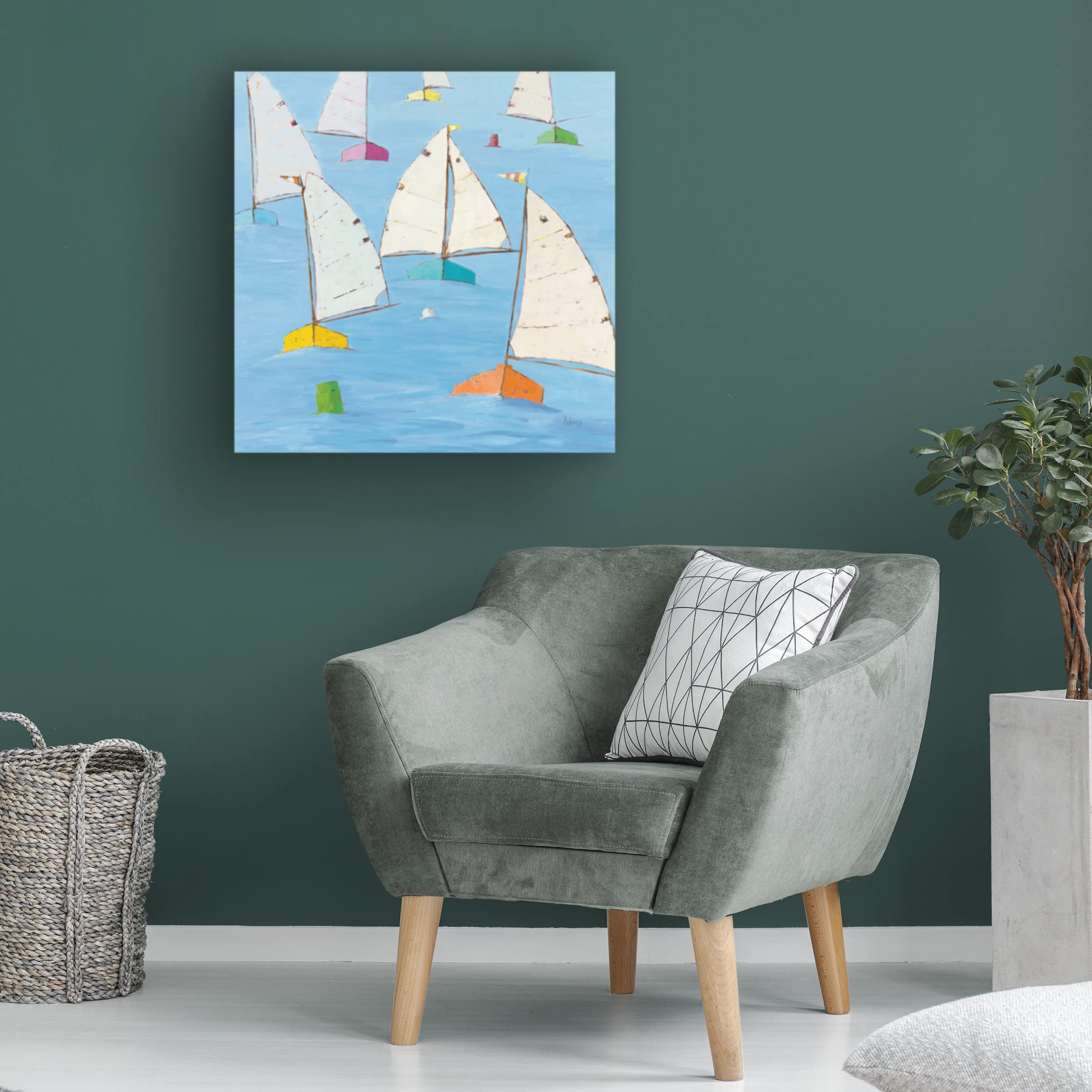 Trademark Fine Art 'Collage Cactus VI on Graph Paper' Canvas Wall Art Print by Melissa Averinos - Modern Home & Office Decor for Living Room, Bedroom