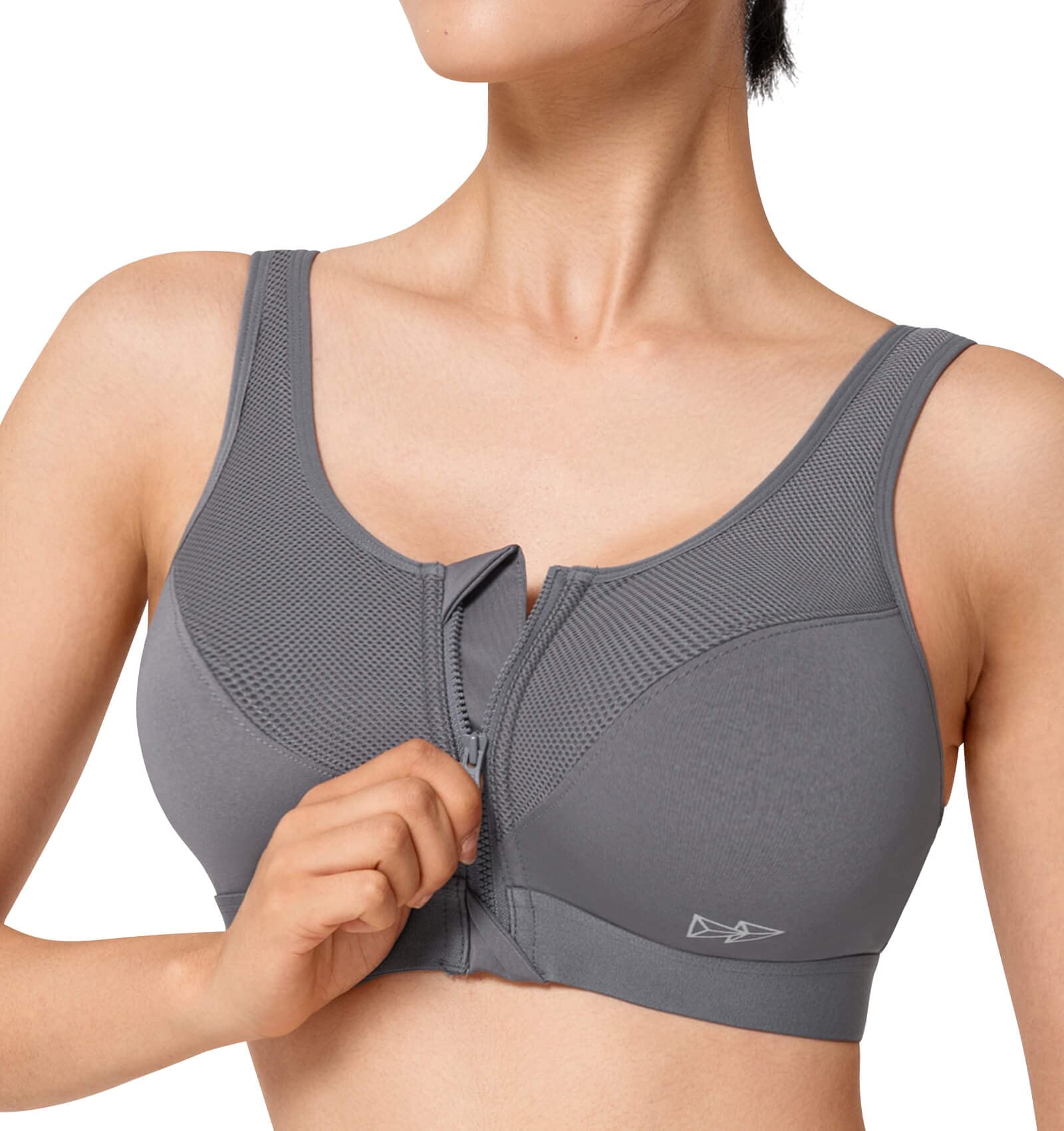 Yvette High Impact Sports Bra for Women - Zip Front Racerback Workout Gym Bra with Support | Perfect for Running, Yoga & High-Intensity Training