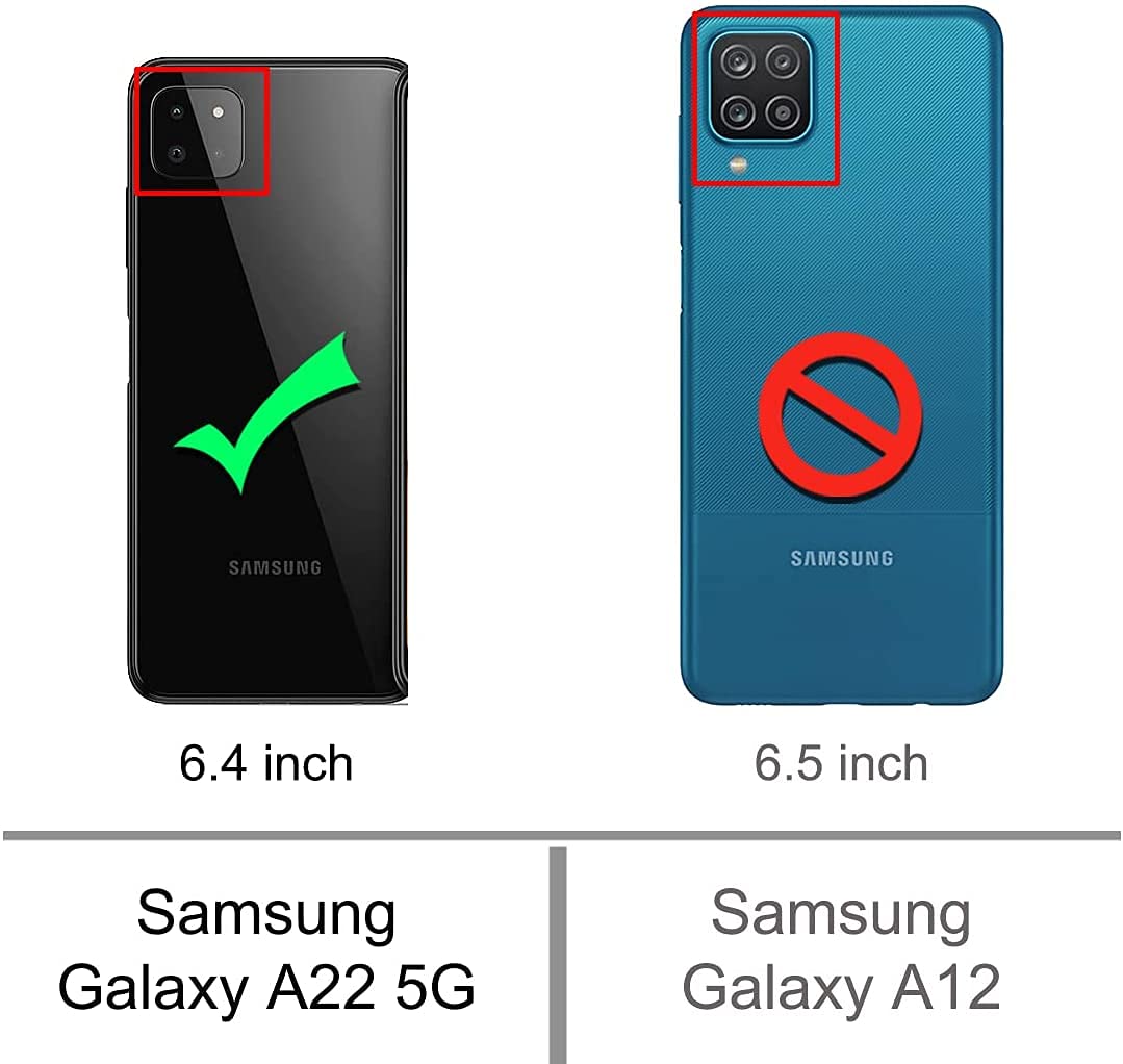 Samsung Galaxy A22 5G Phone Case with Built-in Screen Protector - Shockproof Hybrid Clear TPU Bumper Cover | Heavy Duty Protection | Glitter Pink & Blue Design | Perfect for Outdoor Activities, Travel & Daily Use