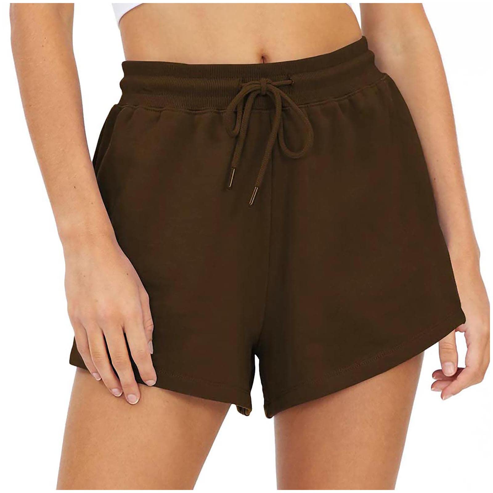 YZHM Women's High Waist Sweat Shorts - Elastic Waistband with Drawstring, Comfy Athletic Running Shorts for Summer, Casual Workout & Lounge Wear with Pockets