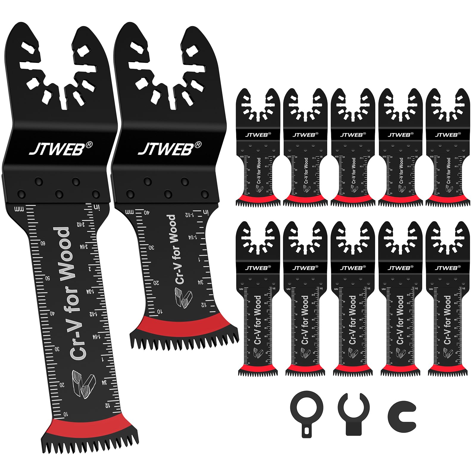 JTWEB 12PCS Japanese Tooth Oscillating Saw Blades Kit - Standard & Extra-Long Arc-Shaped Blades for Wood, Plastic Cutting - Compatible with Power Oscillating Multi-Tools - Perfect for DIY Projects, Home Renovation & Woodworking