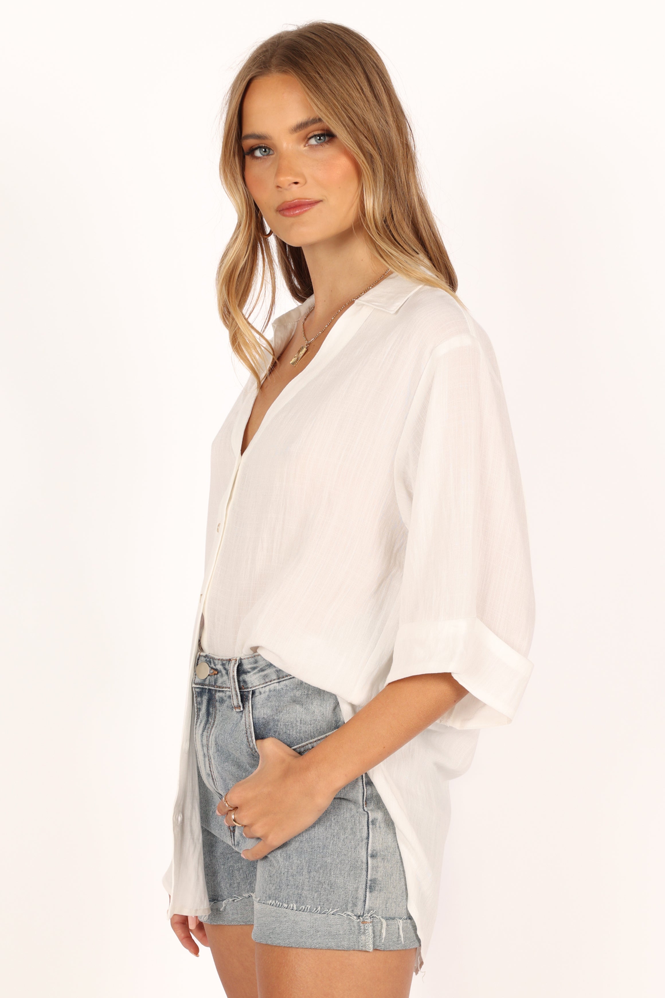 Gaia Shirt Ivory - Premium Cotton Women's Blouse for Casual Wear & Office Outfits