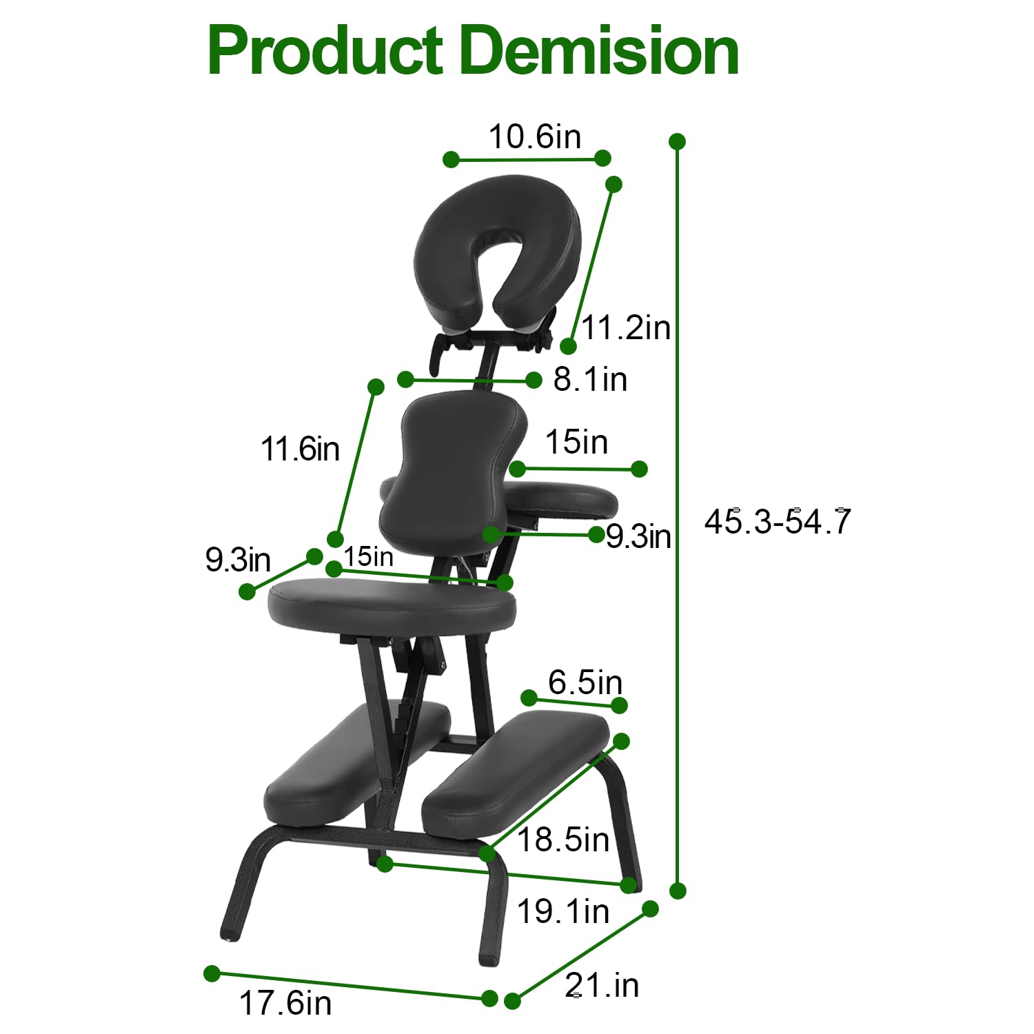 Portable Massage Chair for Tattoo & Spa - Foldable Adjustable Salon Chair with High Density Foam & Facial Brace - Black (Ideal for Tattoo Studios, Spas, Salons & Home Relaxation)