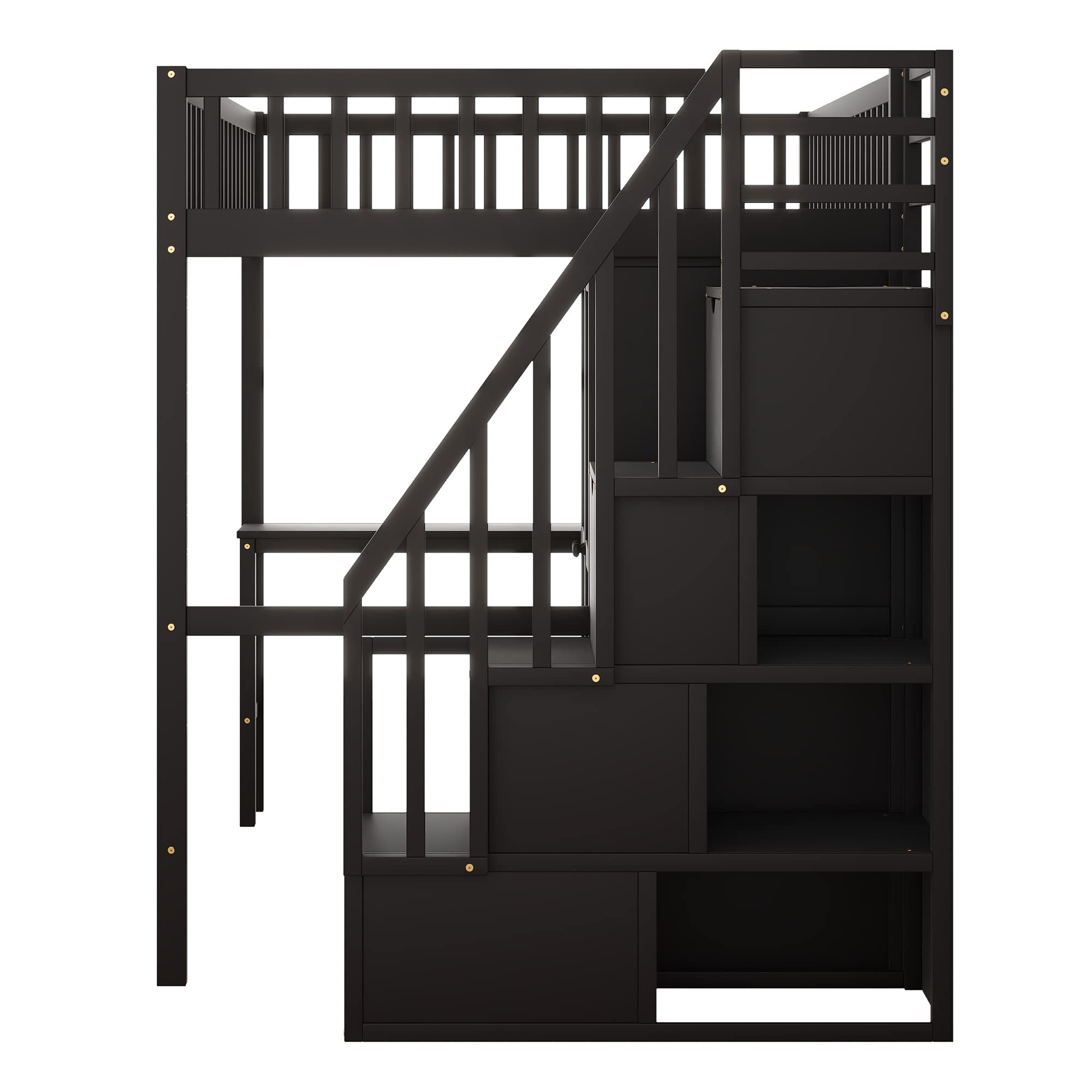 Harper & Bright Designs Full Size Wooden Loft Bed with Stairs, Wardrobe & Desk - Space-Saving Storage Bed with Shelves for Kids, Teens & Small Rooms - Perfect for Dorm, Bedroom or Studio Apartment