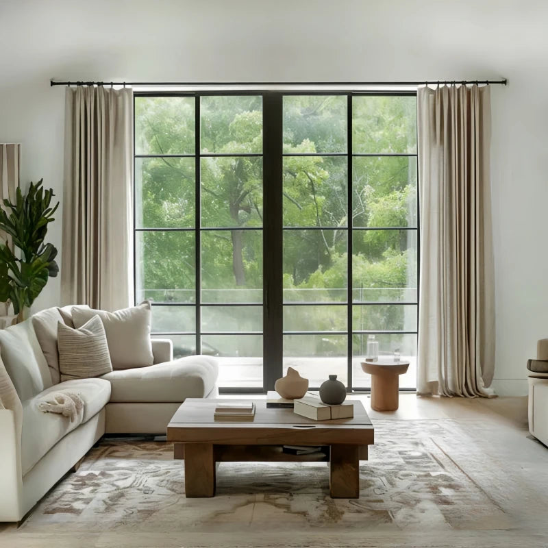 Pinch Pleated Blackout Curtains - 100% Linen Fabric for Modern Home Decor | Noise Reducing & Thermal Insulated Window Drapes for Bedroom & Living Room