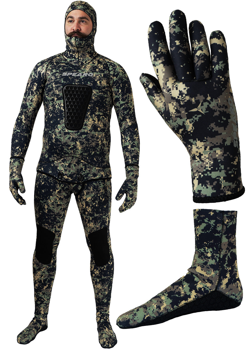 Spearo South Seas Men's 3.0mm Neoprene Wetsuit with Socks & Gloves Set - Scuba Diving, Spearfishing & Water Sports Gear for Cold Water Protection