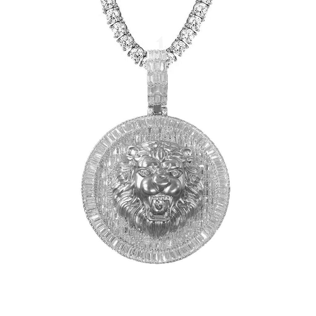 3D Lion Roaring Medallion Pendant - Custom Hip Hop Jewelry for Men - Perfect for Rappers, Streetwear & Urban Fashion Accessories