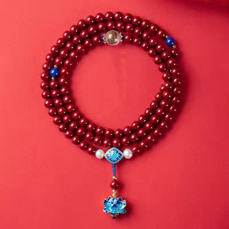 Vermilion Hand String Purple Gold Sand Jewelry Buddhist Beads Bracelet for Women - Spiritual Meditation & Yoga Accessory
