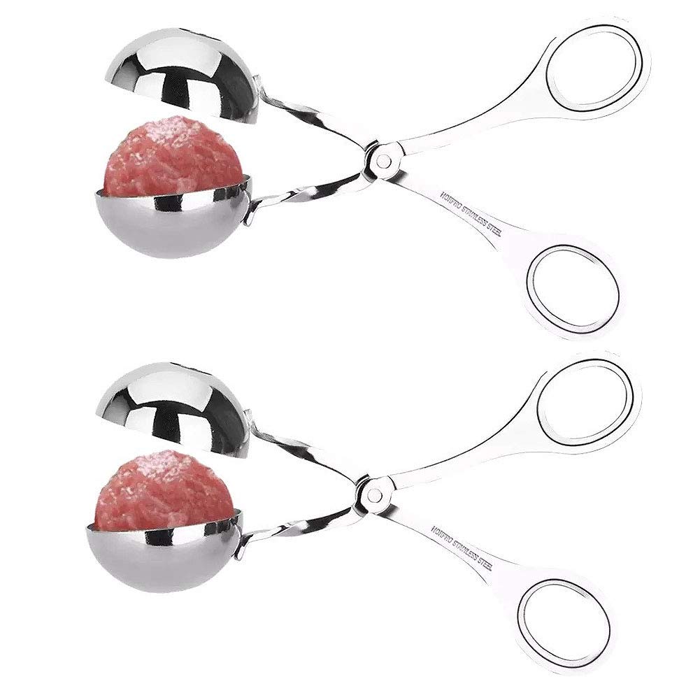 CANDeal 2-Pack Stainless Steel Meat Ballers - Professional Meatball Maker, Cake Pop & Cookie Dough Scoop - Ideal for Kitchen Baking, Party Food Prep & Ice Cream Serving