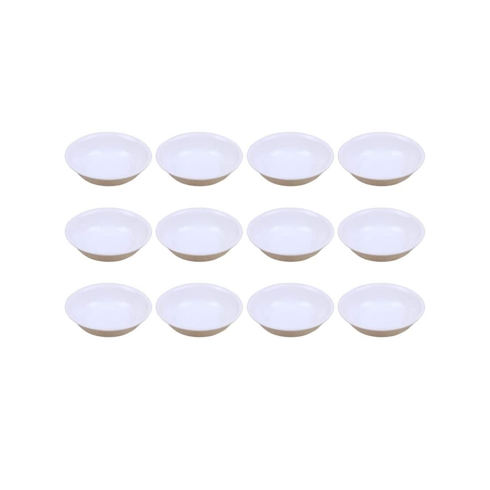 Unbreakable Melamine Soy Sauce Dishes Set - 12 Pack 1.5oz Mini Sushi Dipping Bowls, Seasoning Dishes & Appetizer Plates in Watercolor Palette White - Perfect for Sushi Restaurants, Home Kitchens & Asian Dining