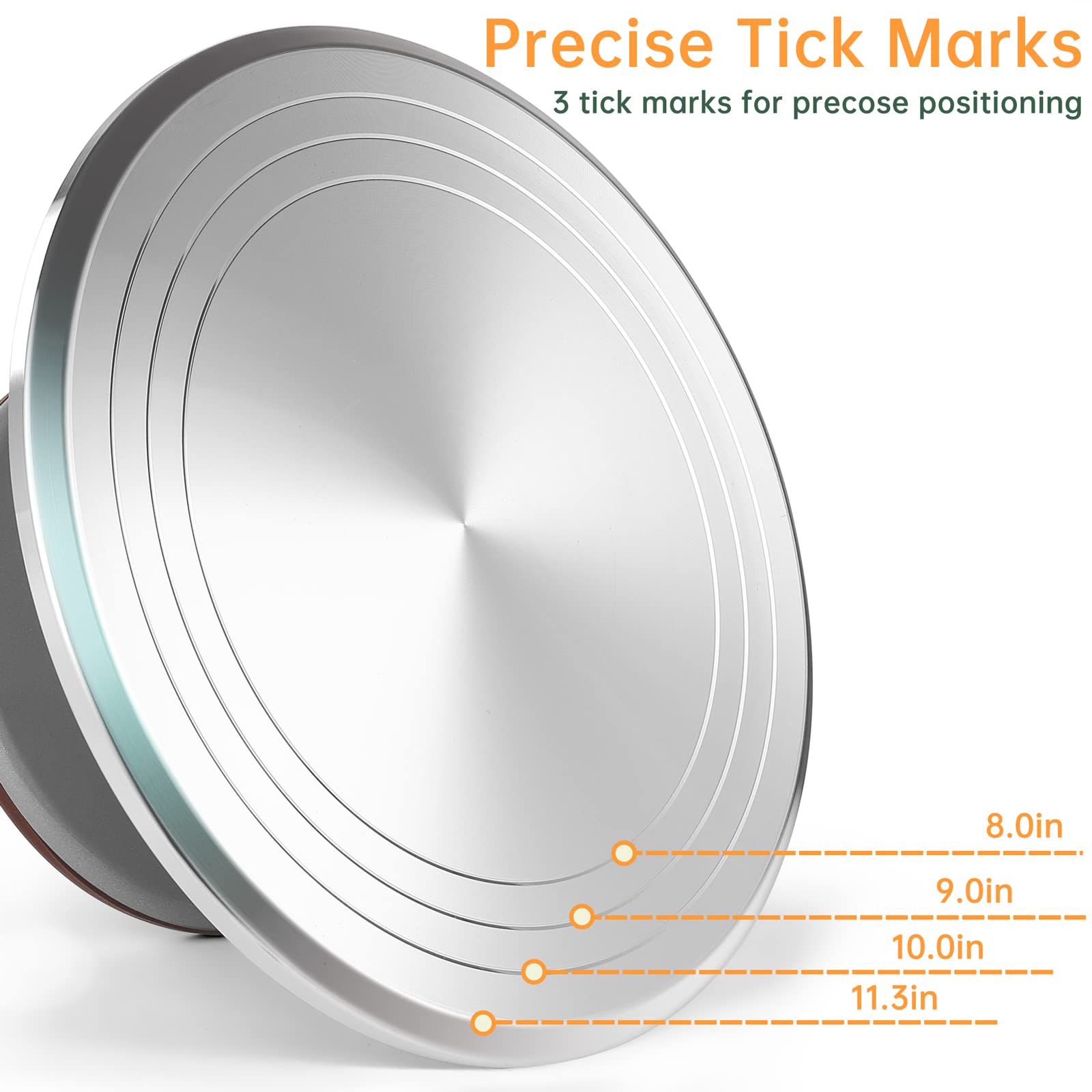 12 Inch Round Aluminum Revolving Cake Decorating Stand - Heavy Duty Cake Turntable for Smooth Rotation, Perfect for Cake Decorating, Pastries, Cupcakes & Dessert Presentation - Ideal for Home Bakers & Professional Chefs