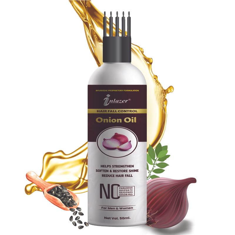 Onion Hair Oil with Comb Applicator for Hair Growth - Nourishing & Conditioning Treatment for Men & Women | Anti-Hair Fall & Anti-Dandruff | Promotes Thicker, Healthier Hair | Perfect for Daily Scalp Massage & Nighttime Hair Care Routine