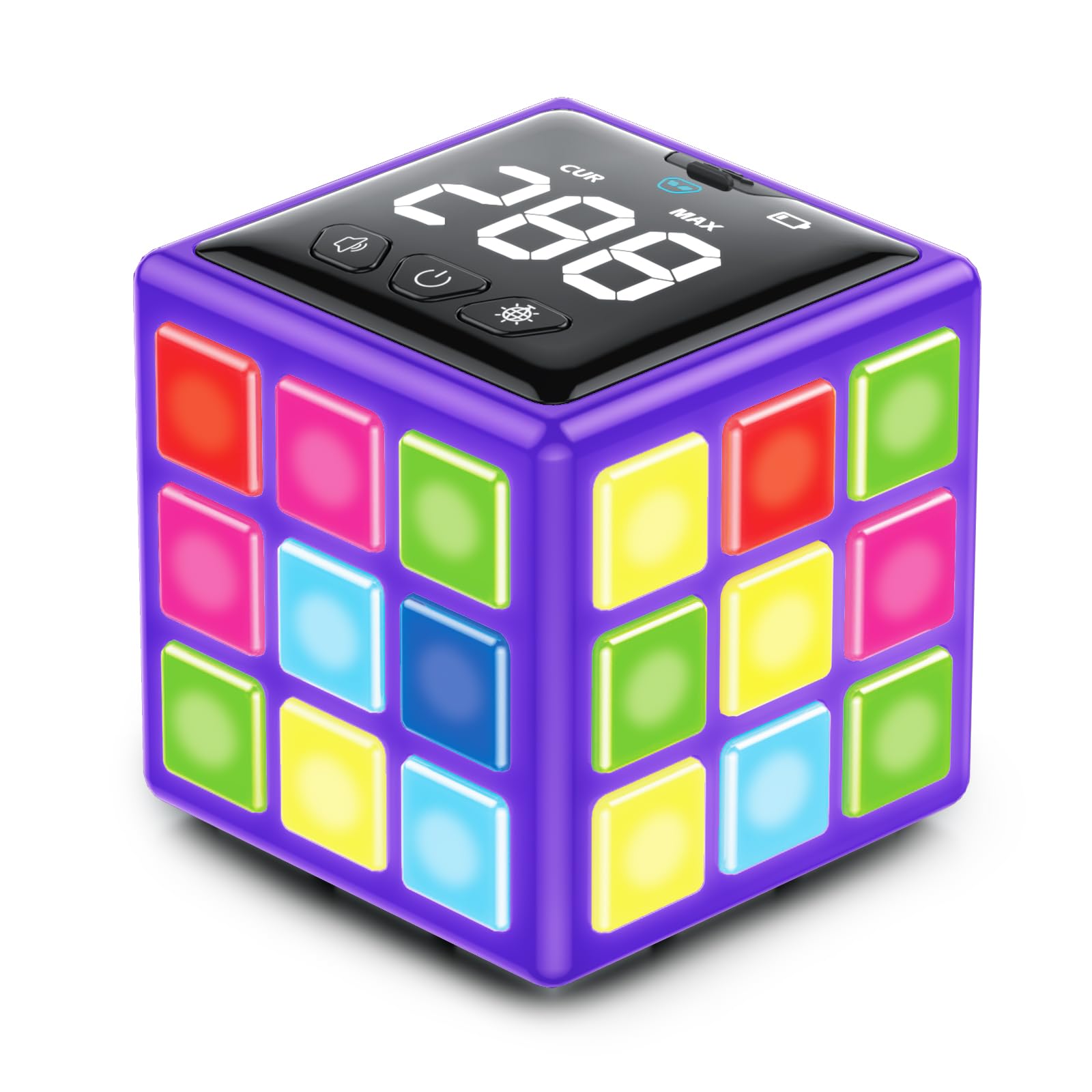 Rechargeable 15-in-1 Game Cube - Fun Brain Memory & Speed Games for Kids Ages 6-12 | Perfect Christmas Birthday Gift for Boys & Girls | Cool Electronic Toy with Score Screen (Purple) | Great for Travel, Parties & Family Game Nights