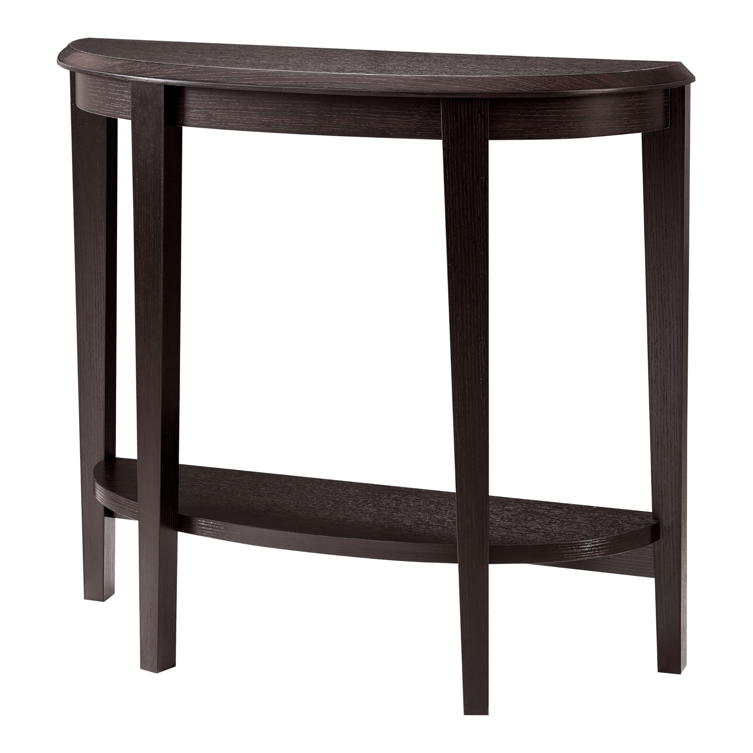 Payne Modern Half Moon Console Table with Storage Shelf - Entryway Furniture for Living Room, Hallway & Small Spaces - Cappuccino Finish - Perfect for Home Decor & Space Saving Solutions
