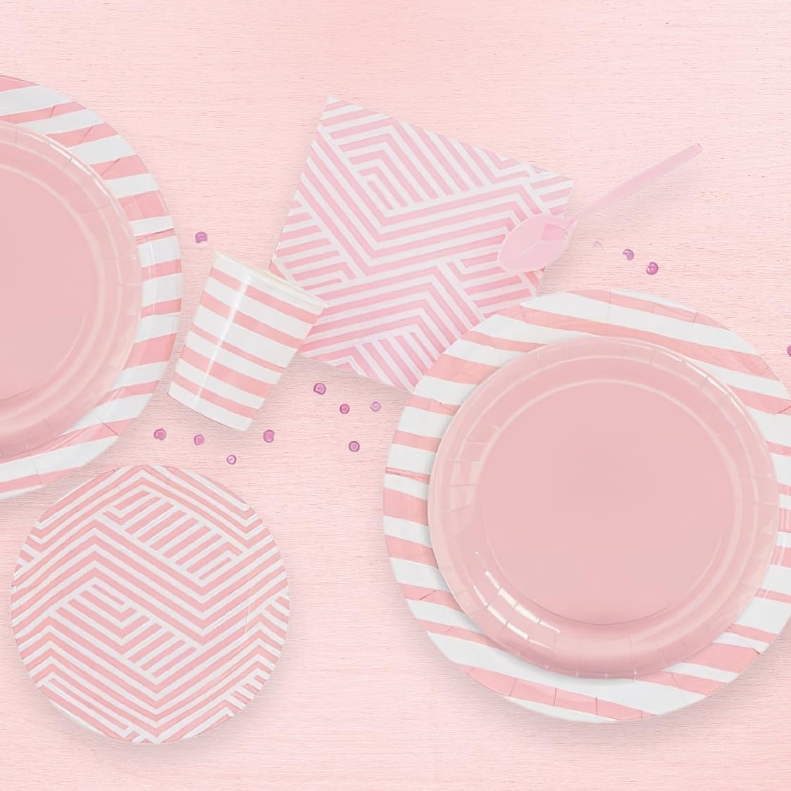 Pink Overlapping Chevron Luncheon Napkins - 16-Piece Set for Parties, Weddings & Events - Elegant Disposable Napkins for Dining & Decor