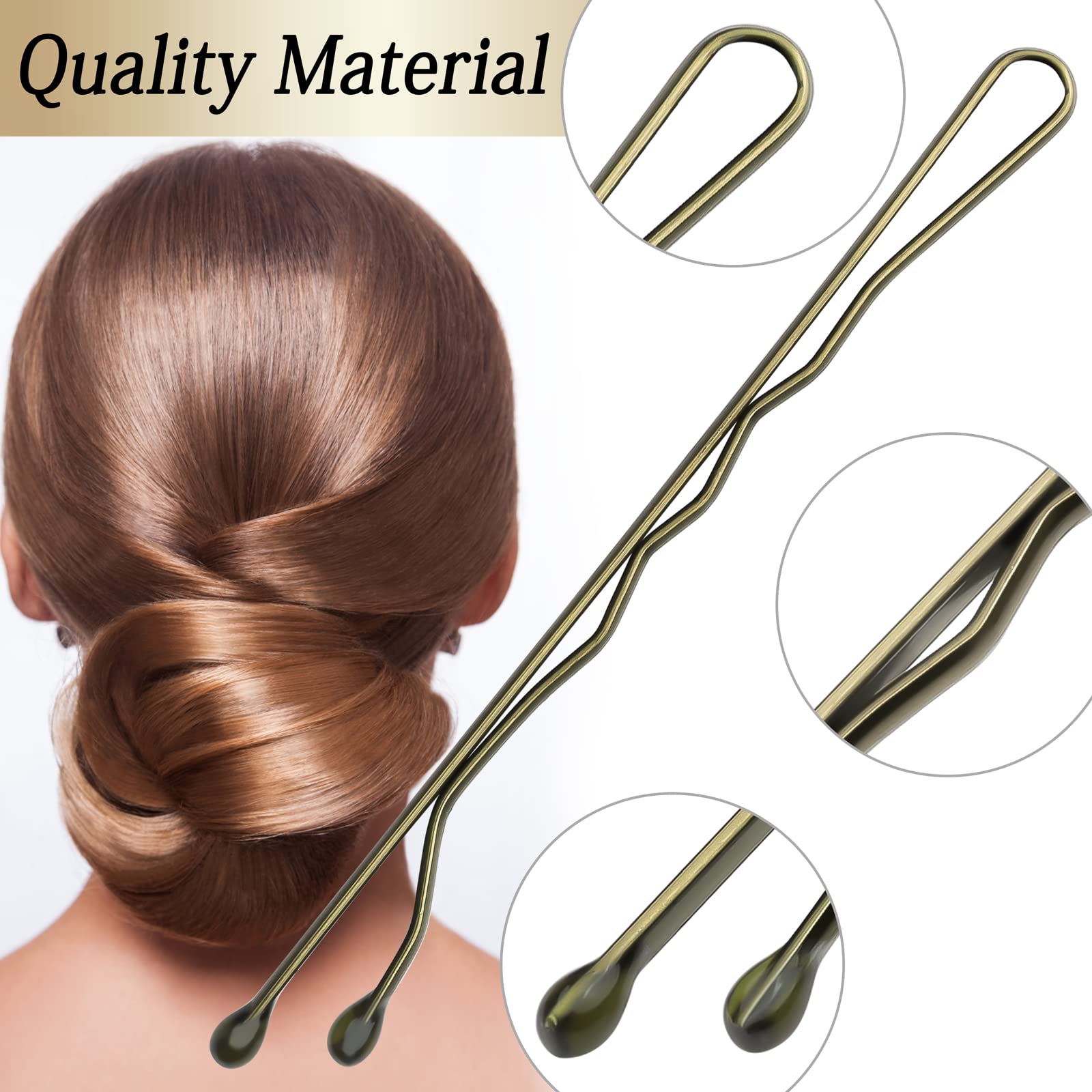 100PCS 2-Inch Hair Pins Kit - Strong Hold Bobby Pins for Women, Girls & Salon Use - Bronze Hair Clips with Clear Storage Box - Perfect for Updos, Braids & Styling