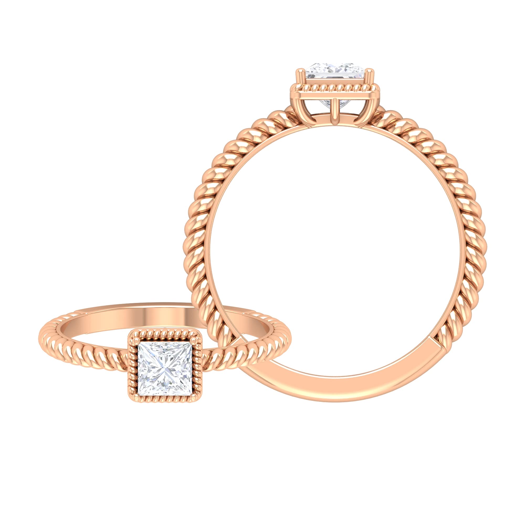 1/2 CT Princess Cut Diamond Solitaire Promise Ring in 14K Solid Gold - April Birthstone Jewelry for Women, Perfect for Anniversaries, Engagements & Special Occasions