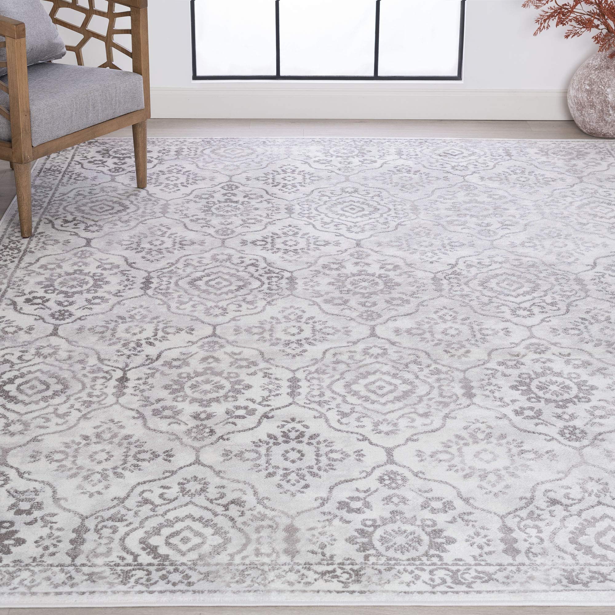 Jersey White 9x12 Area Rug - Soft Large Living Room Rug, Dining Room Carpet, Bedroom Rug, Kitchen Mat, Entryway Floor Covering - Perfect for Home Decor, Office & High Traffic Areas