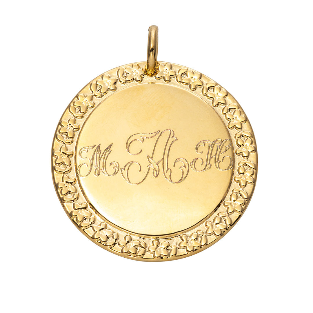 Goldbug Collection Forget Me Not Large Disc Pendant Necklace - Elegant Floral Jewelry for Women - Perfect for Weddings, Anniversaries & Special Occasions