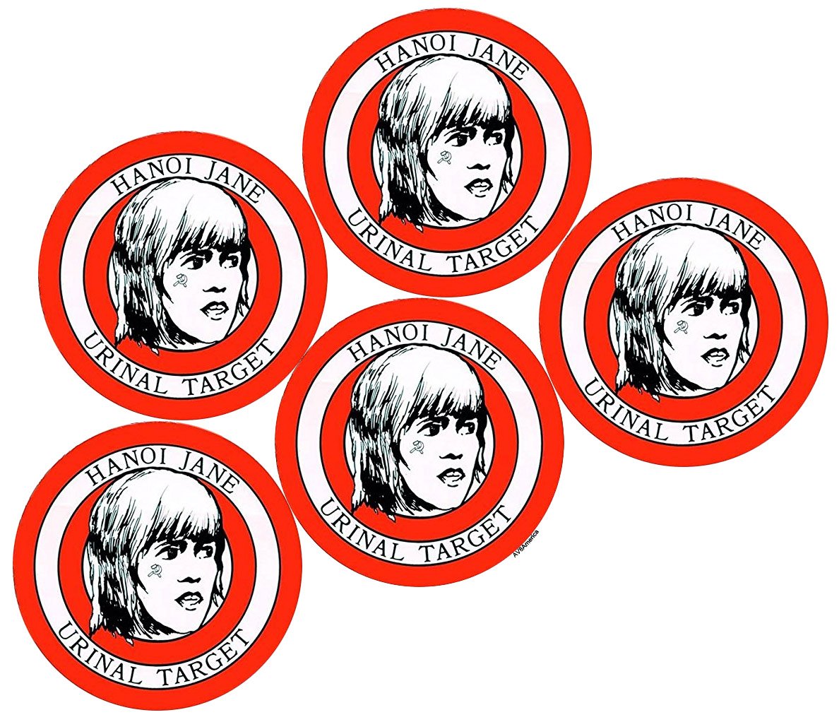 AV8America Hanoi Jane Urinal Targets - Pack of 5 - Fun Novelty Bathroom Accessories for Men's Restrooms, Parties, and Gag Gifts