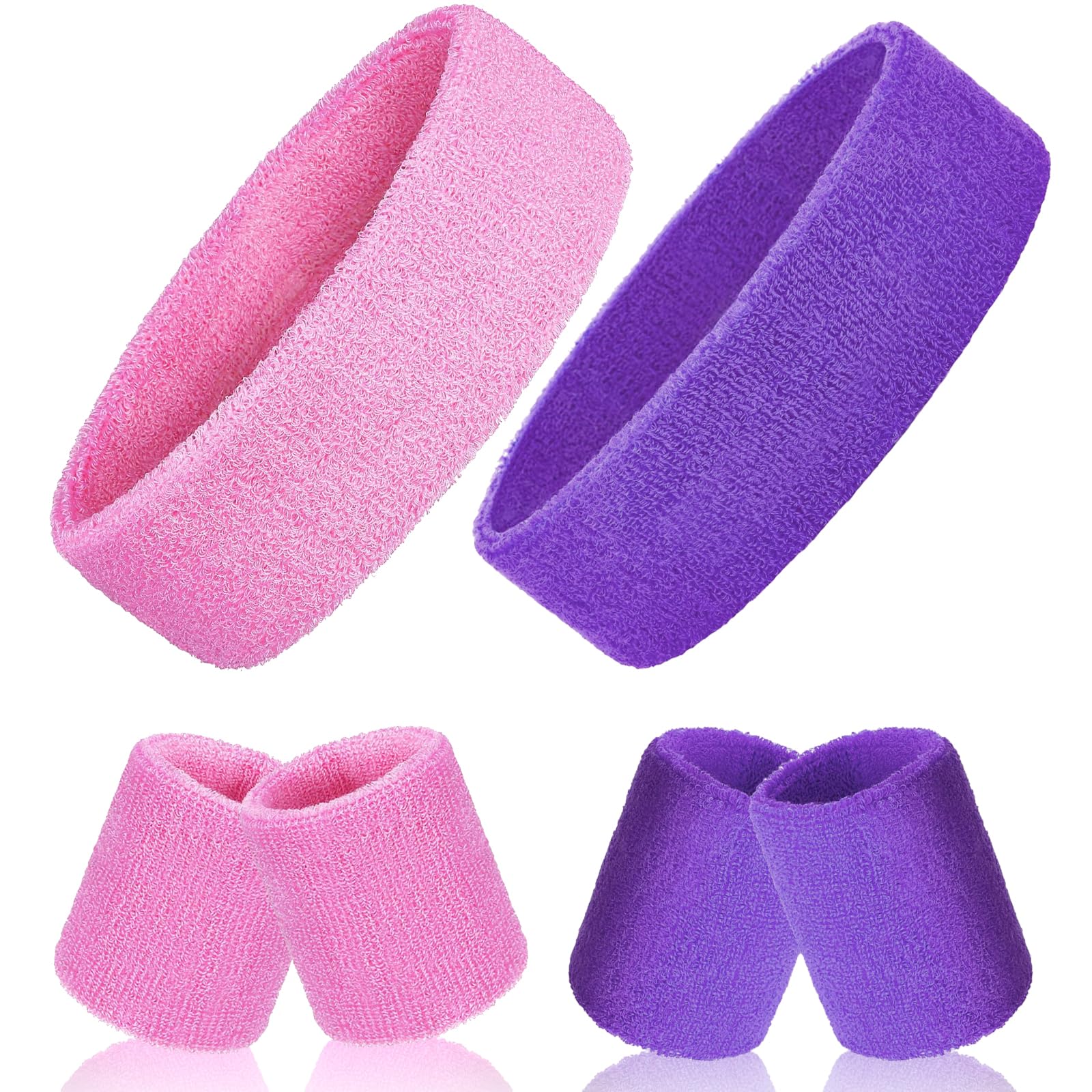 6-Pack Dual Color Sweatband Set - Moisture Wicking Sports Headbands & Wristbands for Men & Women - Ideal for Gym, Running, Yoga & Workout - Stay Cool & Dry During Exercise