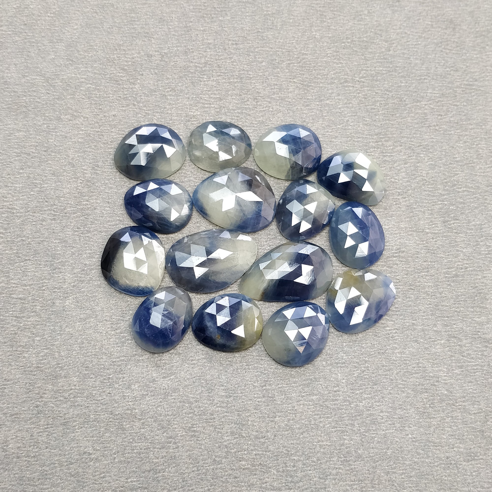Natural Untreated Blue & Multi-Color Sapphire Gemstone - Rose Cut Egg Shape Loose Stones for Jewelry Making, Engagement Rings & Healing Crystals