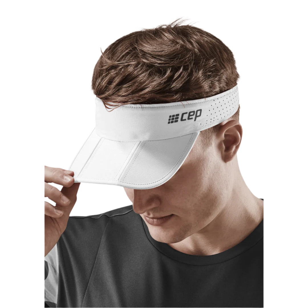 CEP Unisex Running Foldable Visor Cap - White | Lightweight Sun Protection for Men & Women | Perfect for Jogging, Hiking, Cycling & Outdoor Sports