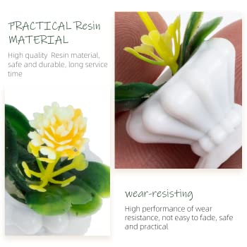 HANABASS 8 Pcs Mini Potted Flower Figurines - Realistic Dollhouse Plants for Miniature Garden & Micro Landscape - Perfect for DIY Dollhouse Decor, Fairy Garden Accessories, and Tabletop Displays