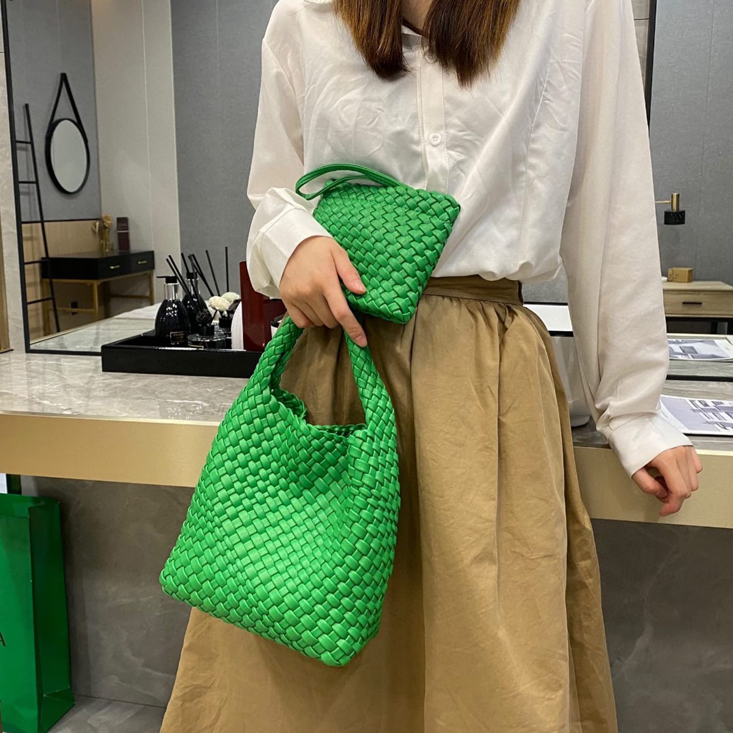 Eco-Friendly Vegan Leather Small Woven Handbag for Women - Cute Mini Hobo Tote, Clutch Purse & Crossbody Shoulder Bag | Perfect for Casual Outings, Beach Trips and Everyday Use