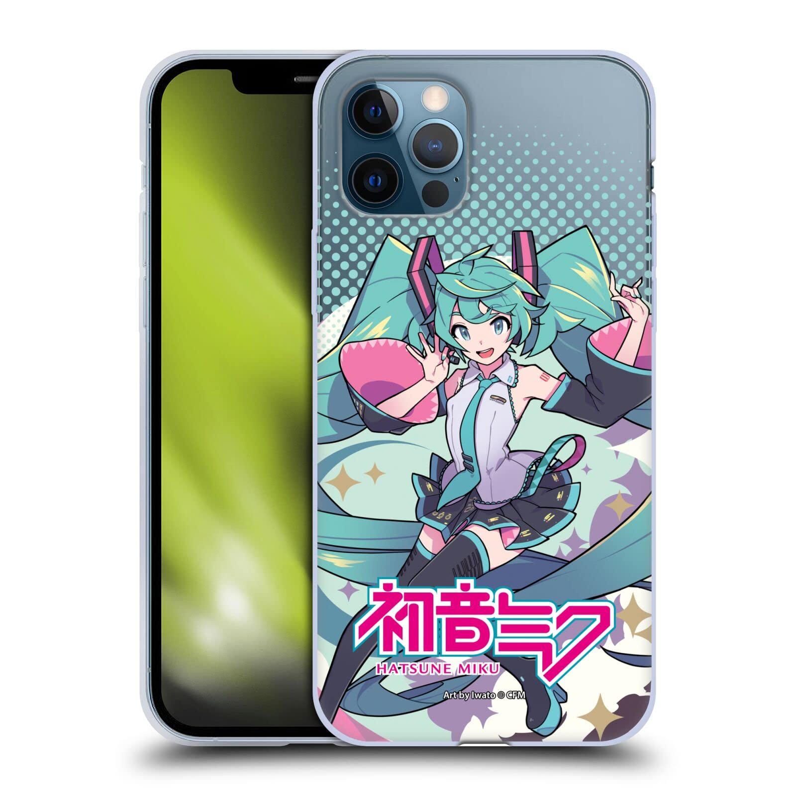 Official Hatsune Miku Pastel Gel Case for iPhone 12/12 Pro - Cute Anime Soft Cover with Licensed Graphics | Perfect for School, Work & Anime Fans