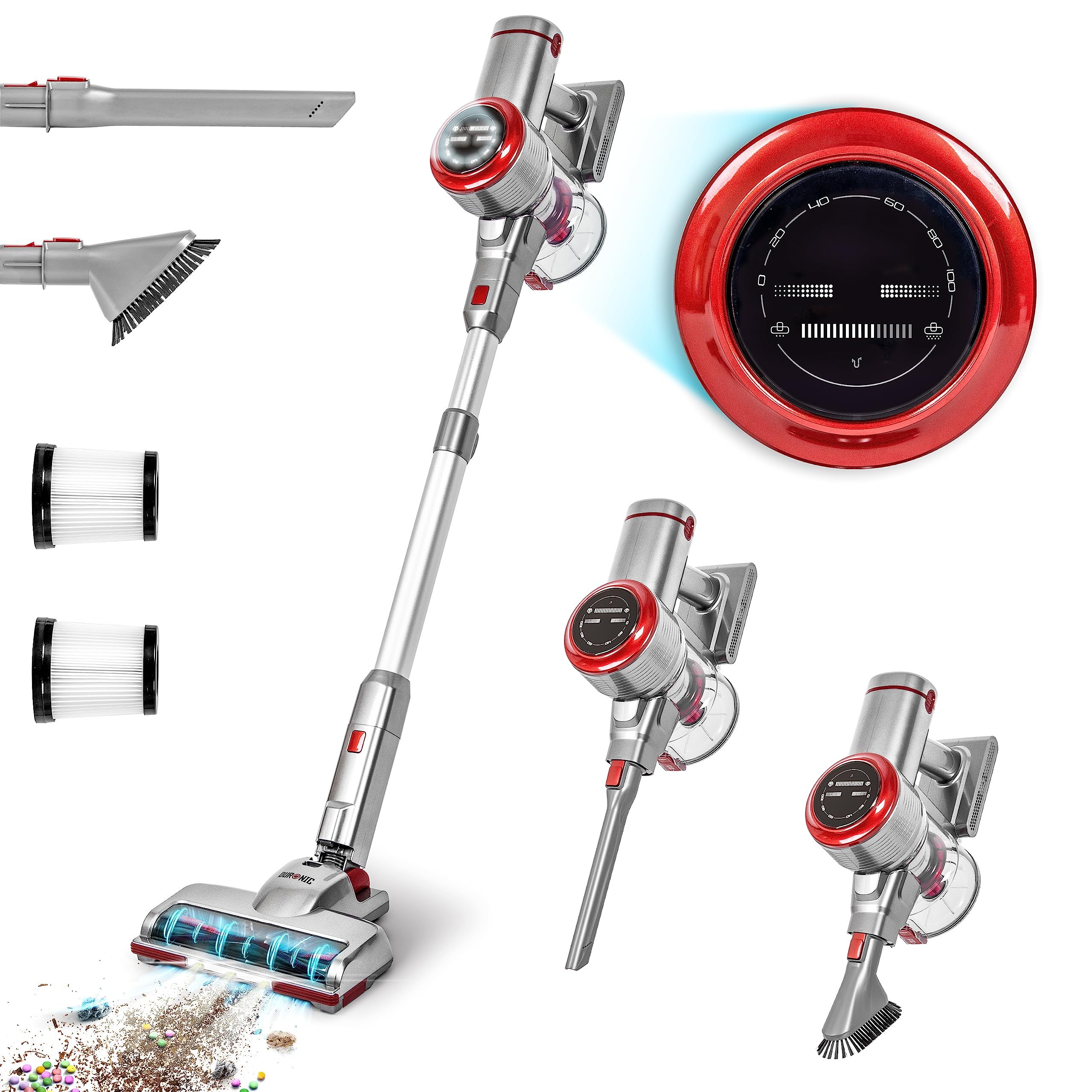 Duronic VC24 Cordless Vacuum Cleaner - 220W Rechargeable Handheld Stick Vacuum with Lithium Battery, Adjustable Suction for Dust & Pet Hair - Perfect for Hard Floors, Carpets, Cars, and Pet Owners