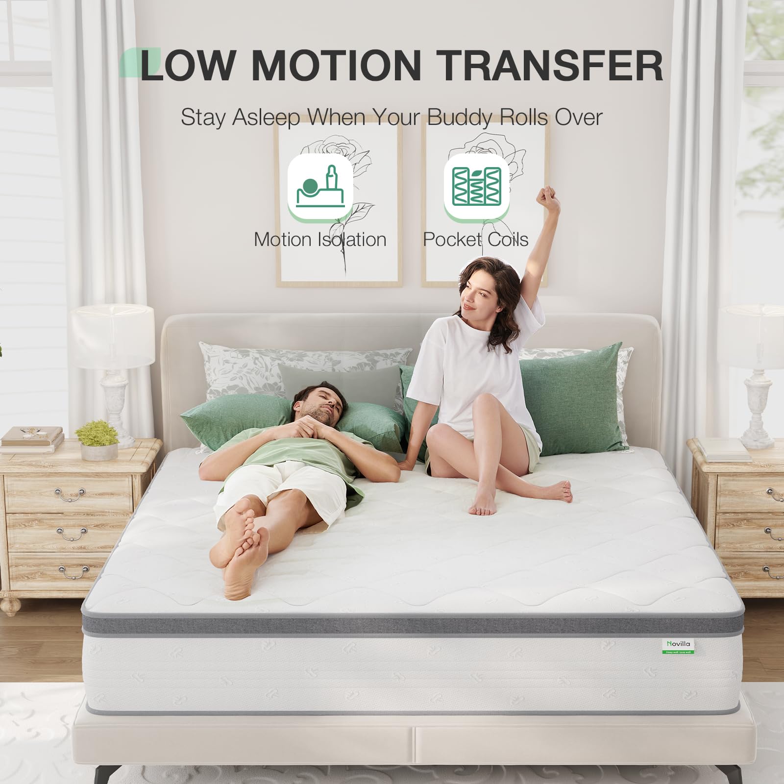 Novilla 14 Inch King Size Hybrid Mattress in a Box - Cooling Gel Memory Foam & Pocket Springs for Body Support & Pressure Relief - Medium Soft Feel - Perfect for Back, Side & Stomach Sleepers - Bedroom, Guest Room & Apartment Use