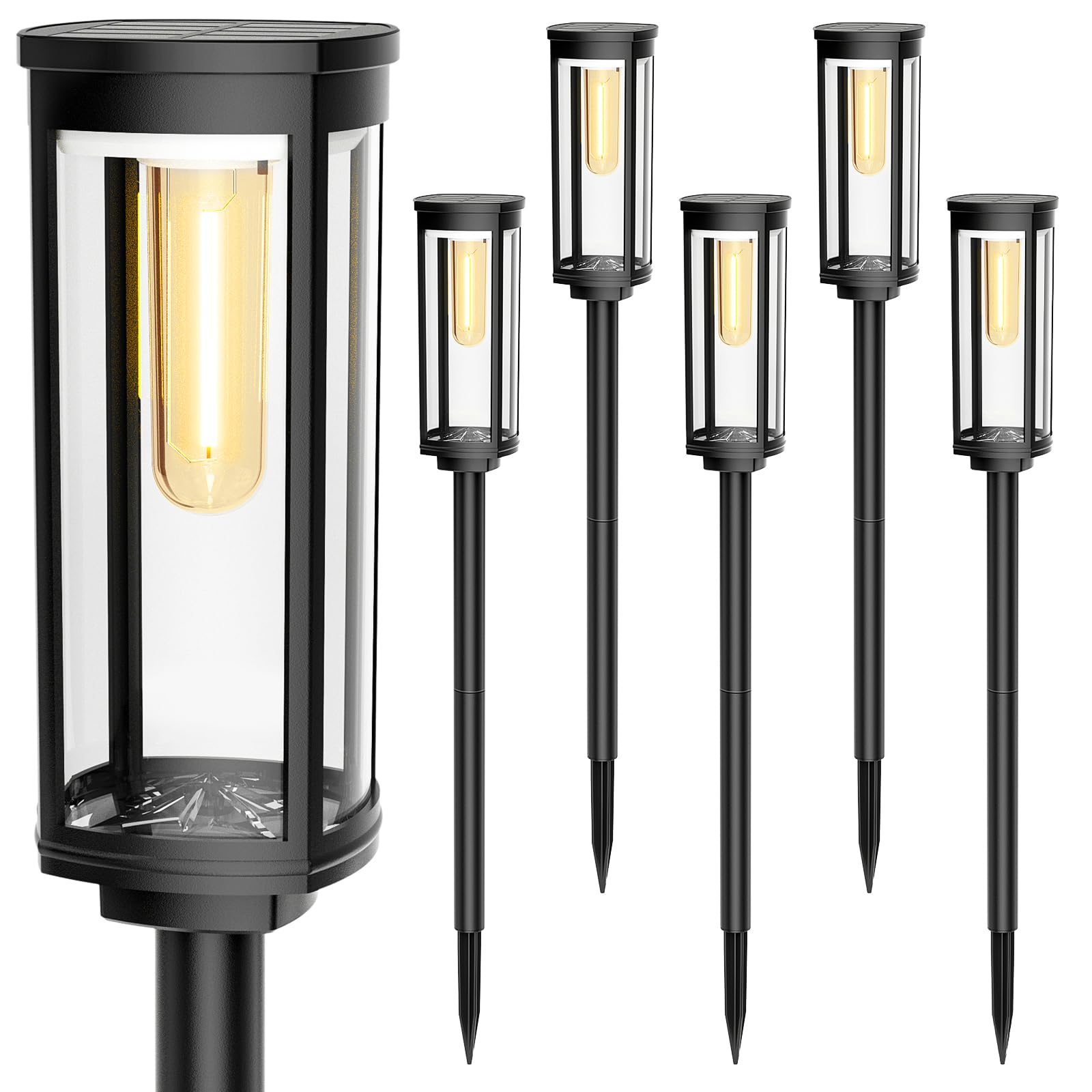Solar Pathway Lights Outdoor 6 Pack - Waterproof Solar Walkway Lights for Driveway, Lawn, Patio & Yard | Bright LED Landscape Lighting for Garden, Sidewalk & Outdoor Decor | Energy-Efficient Solar Powered Lights for Nighttime Safety & Ambiance