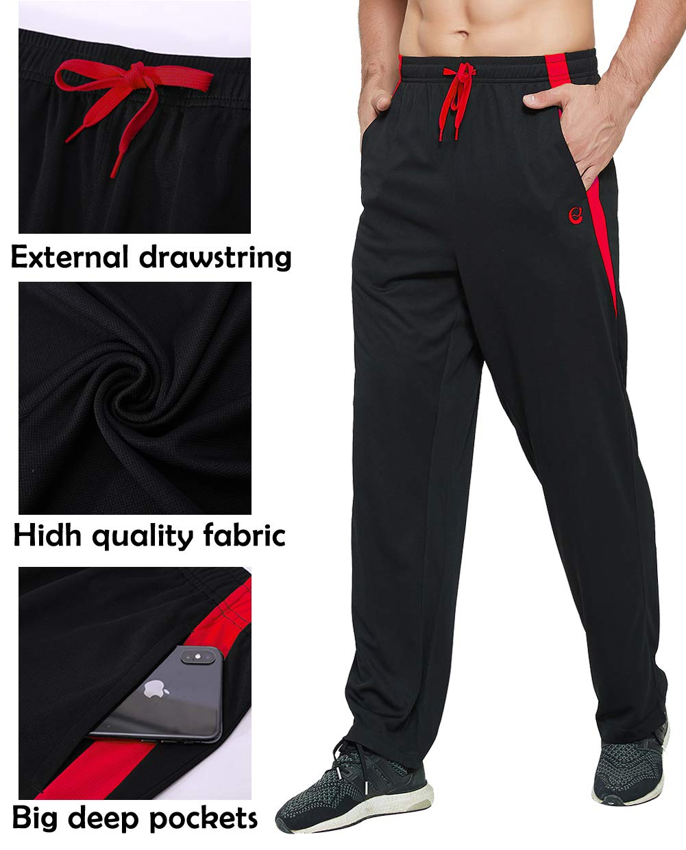 Men's Athletic Sweatpants with Pockets - Open Bottom Joggers for Workout, Running & Exercise | Gym, Lounge & Casual Wear