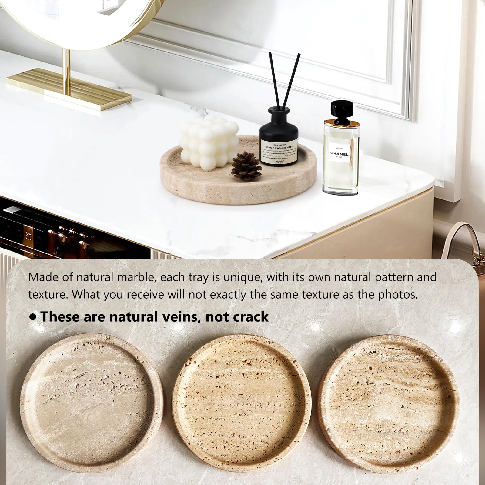 100% Natural Travertine Tray - 8