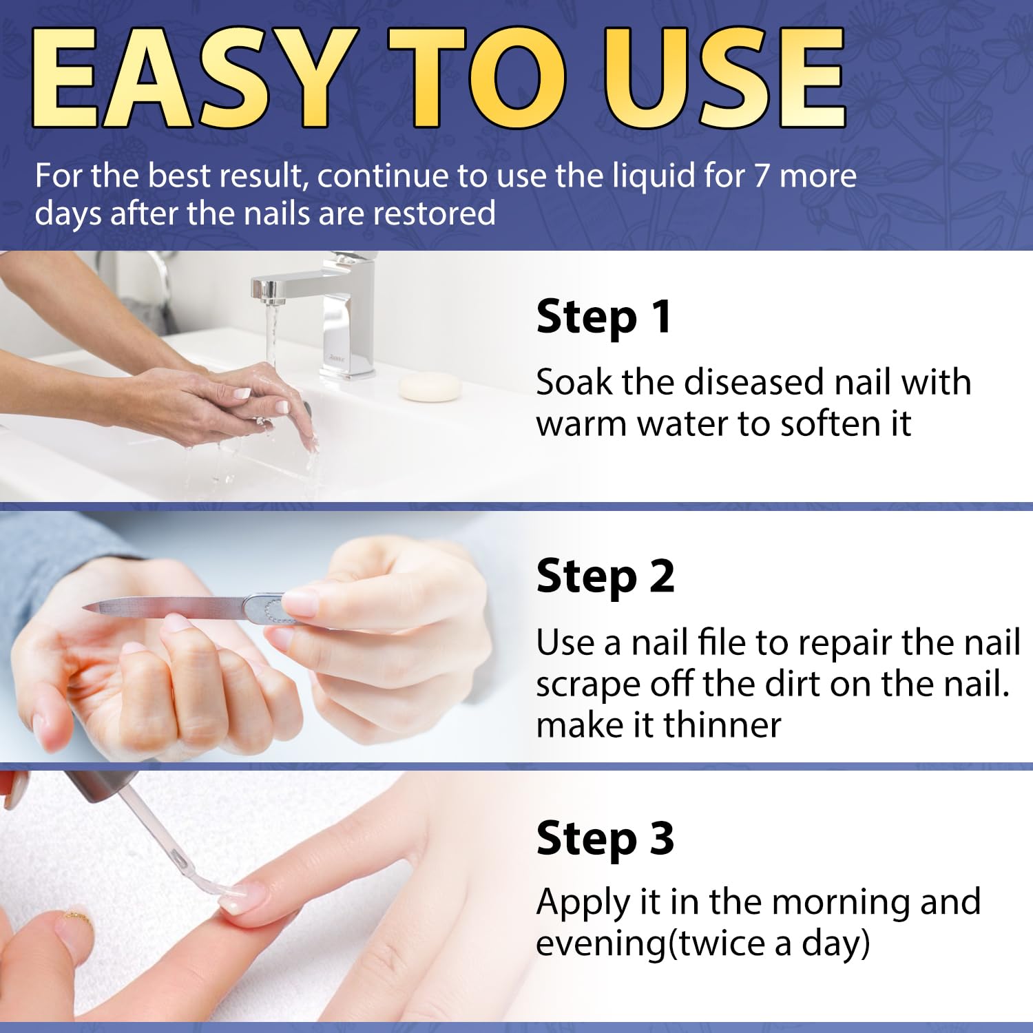Extra Strength Toenail Fungus Treatment - Natural & Safe Repair for Damaged & Discolored Nails (30ml) | Effective Solution for Athlete's Foot & Nail Infections | Home Pedicure Care