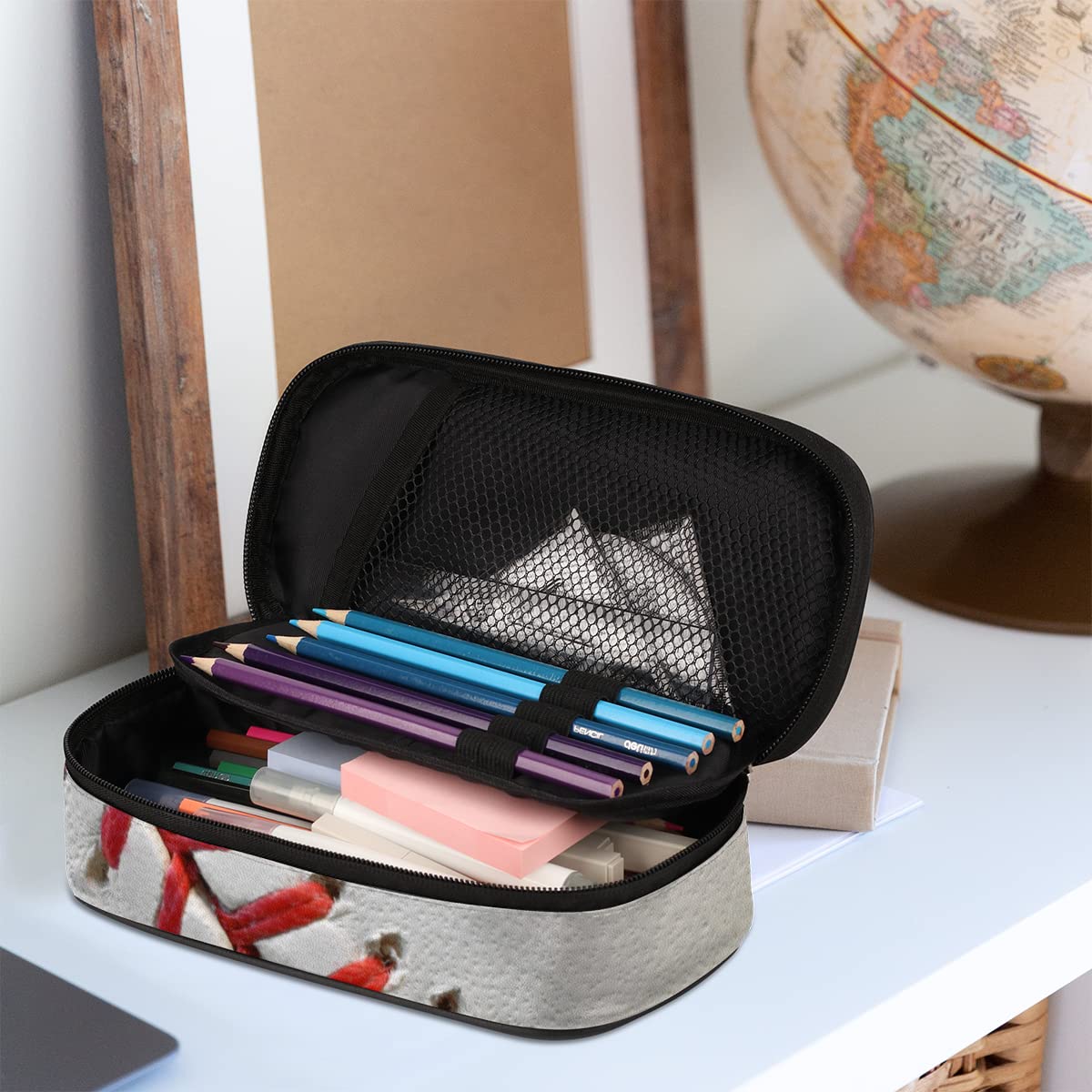 Baseball Print Large Pencil Case with Zipper - School & Office Supplies for Students
