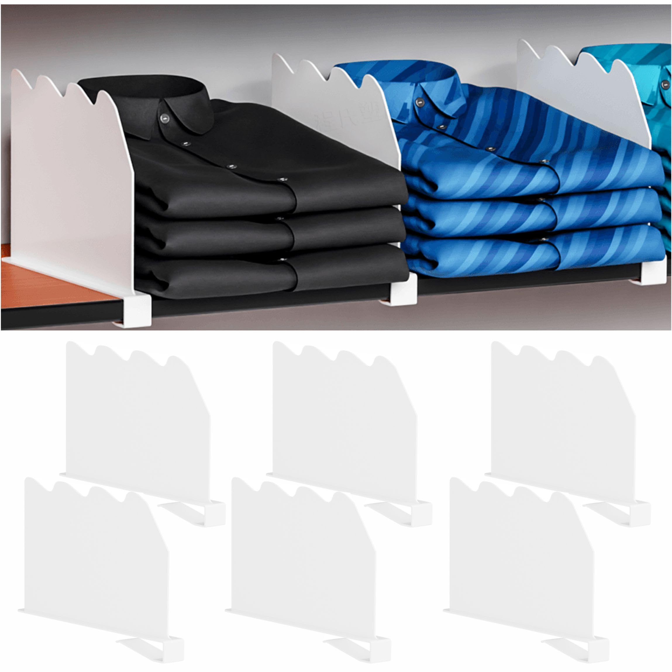 Yieach 6-Pack Acrylic Shelf Dividers for Closet Organization - 9.3