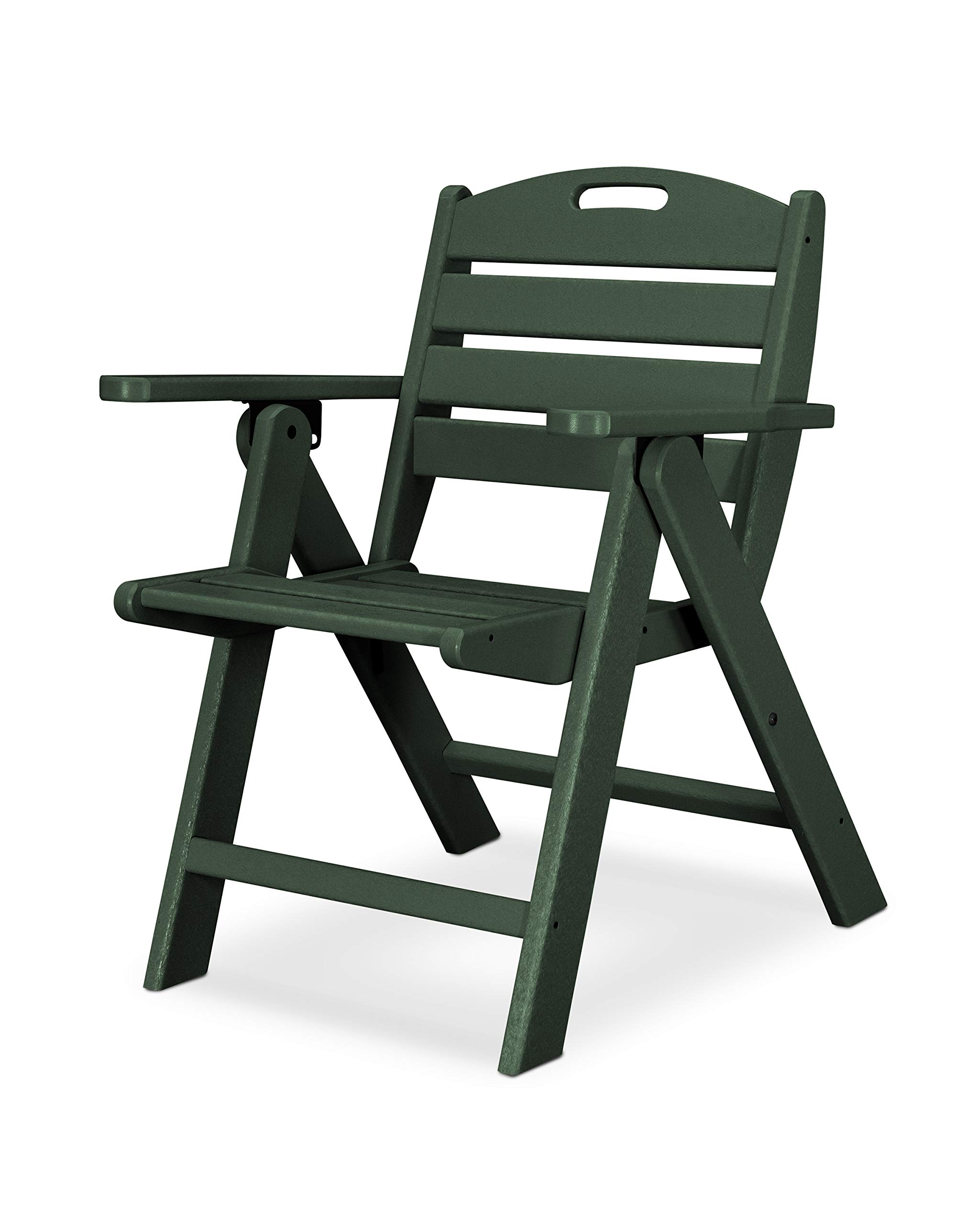 Polywood Recycled Plastic Nautical Lowback Outdoor Chair - Eco-Friendly Green Patio Furniture for Poolside, Beach House & Garden Relaxation
