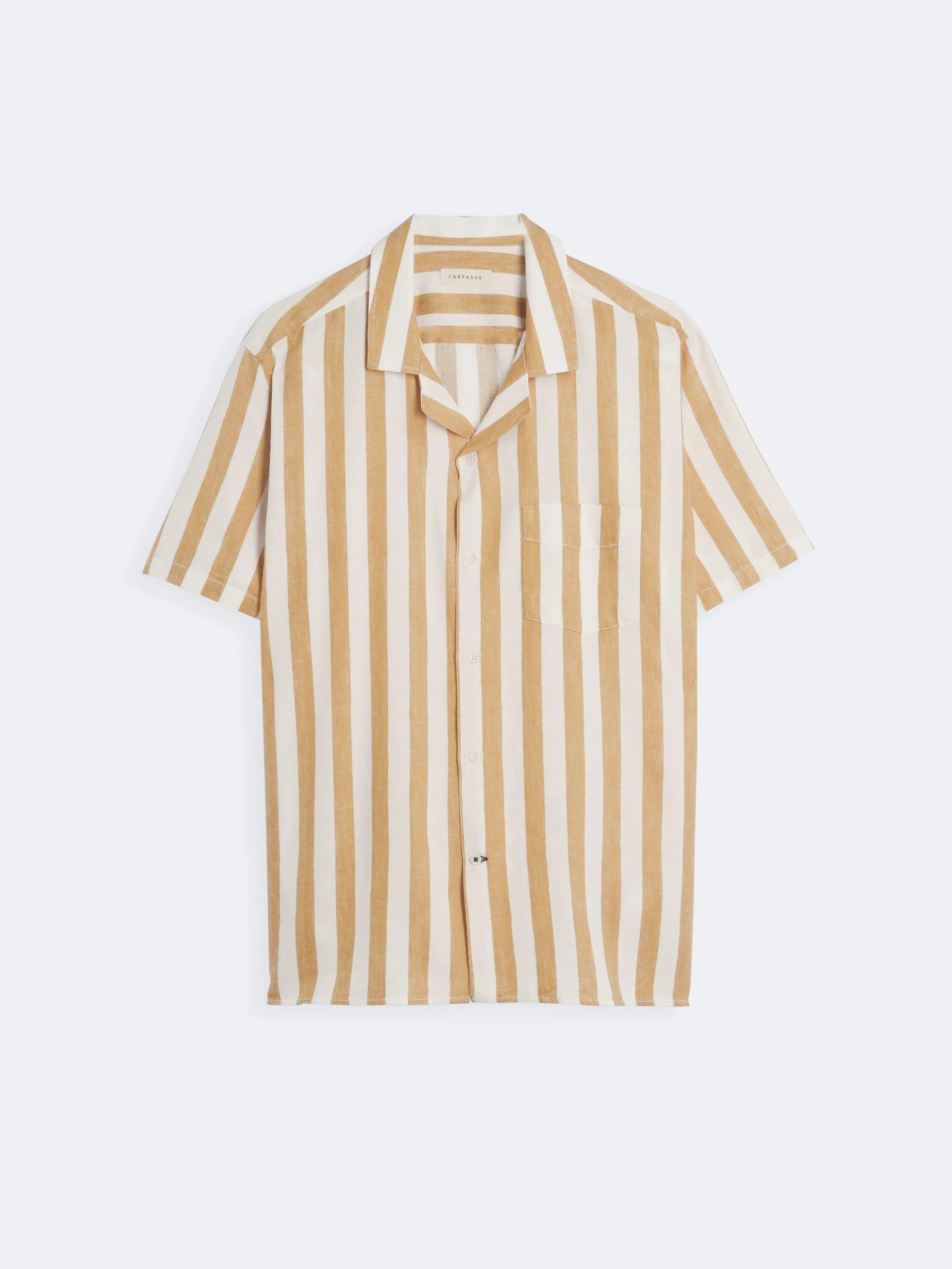 Linen Shirt Short Sleeve for Men - Comfortable & Breathable Casual Summer Top in Ochre | Perfect for Beach, Travel & Outdoor Activities