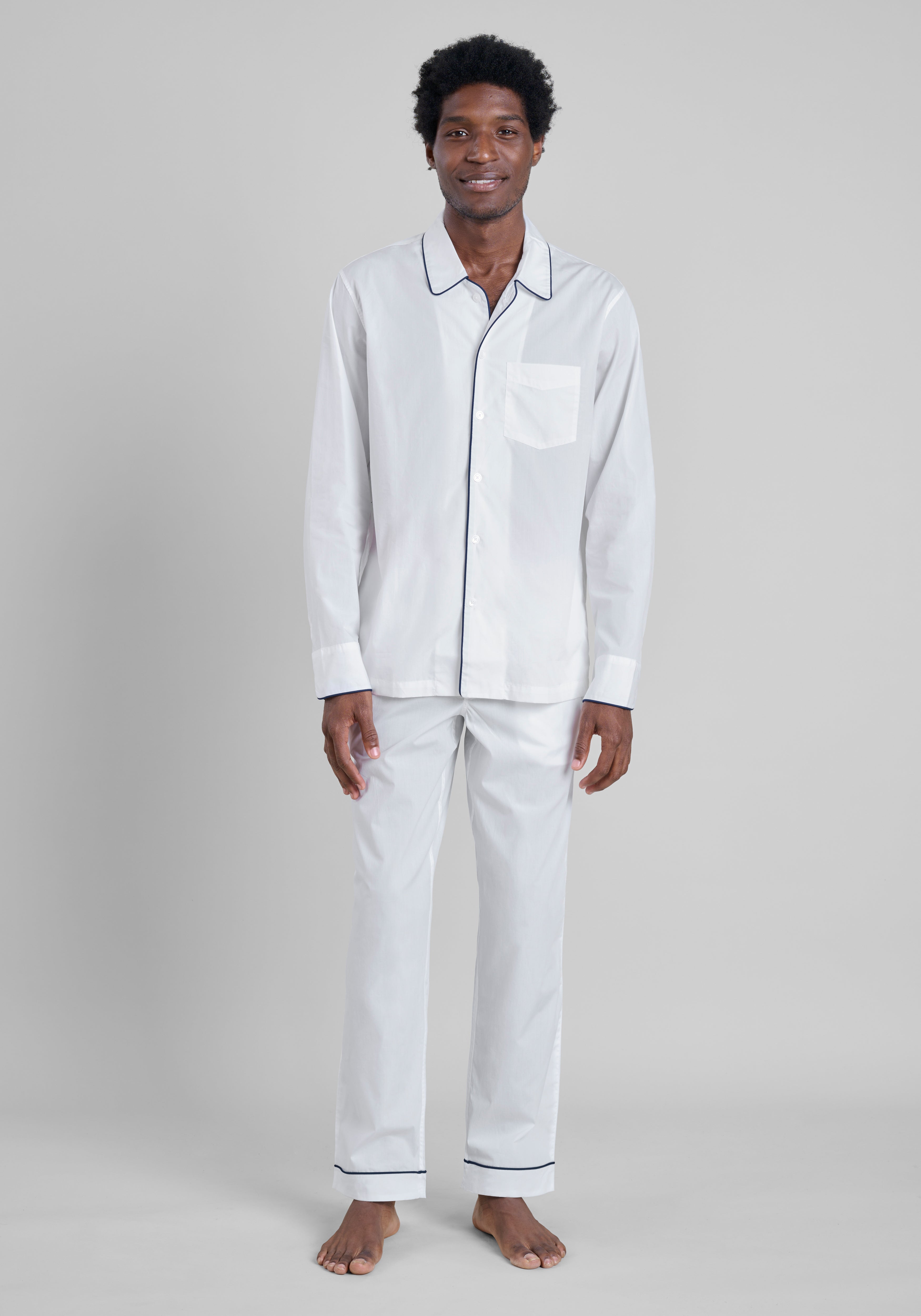 Henry Pajama Set for Women - Soft White Poplin Sleepwear | Comfortable & Breathable Nightwear for Relaxing at Home or Traveling