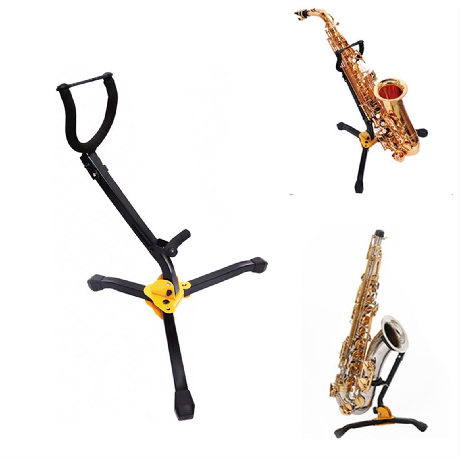 Foldable Tenor Saxophone Stand - Alto Sax Metal Floor Stand Tripod Holder - Durable Woodwind Instrument Accessories for Saxophone Kit - Perfect for Home Practice, Studio & Live Performances