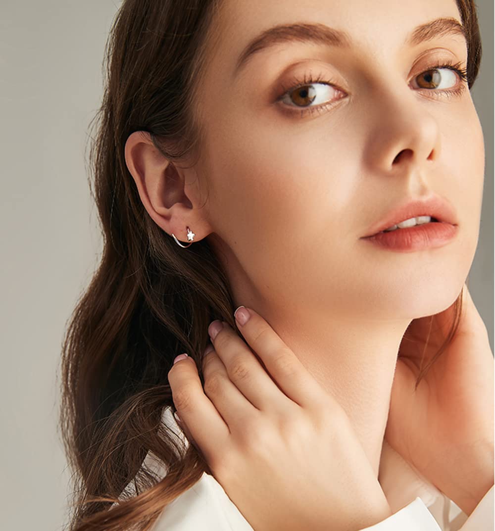 Hypoallergenic Sterling Silver Cartilage Ear Cuffs - Trendy Star Ear Wraps for Women & Teens | Perfect for Parties, Date Nights & Everyday Fashion