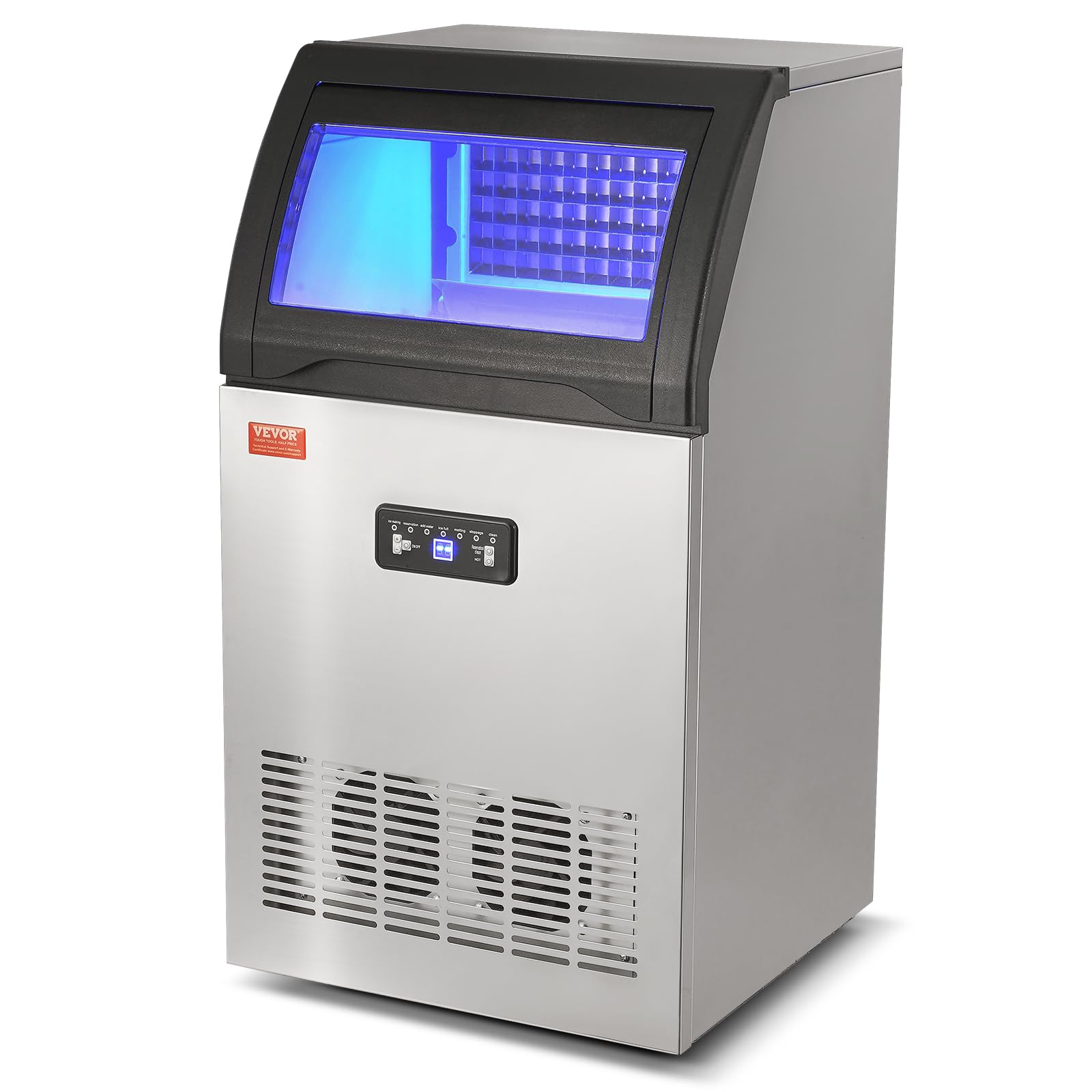 VEVOR Commercial Ice Maker Machine 150LBS/24H, 24LBS Storage Capacity - Fast 55 Ice Cubes in 12-15 Mins - Perfect for Bars, Home, Office & Restaurants - Ideal for Cocktails, Parties & Food Service