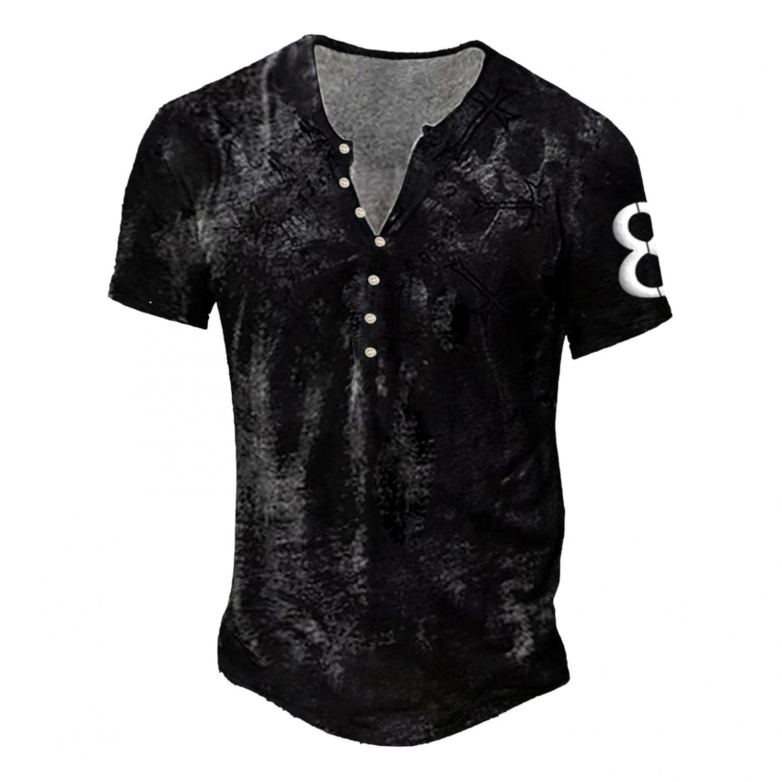 XXBR Men's Distressed Henley Shirts - Vintage Short Sleeve Button Down Tee with Front Placket | Casual Washed Cotton T-Shirt for Everyday Wear, Street Style & Retro Fashion