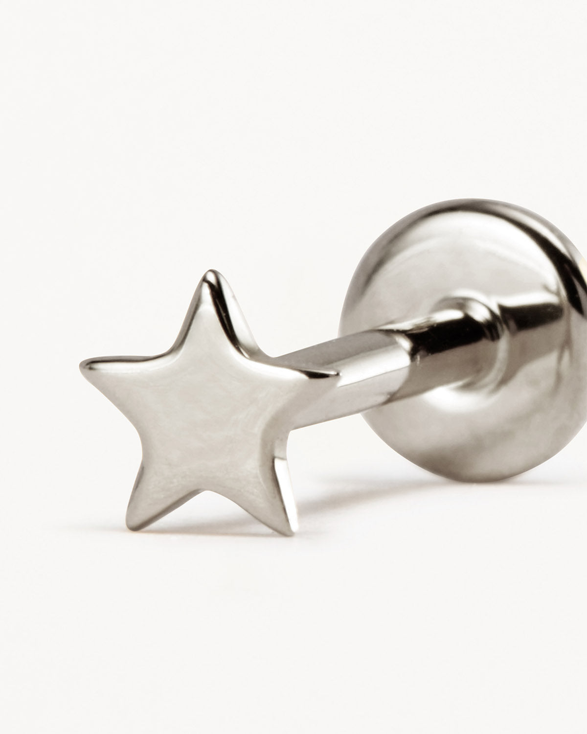 14K Solid White Gold Stellar Cartilage Flatback Earring - Dainty Cartilage Piercing Jewelry for Women - Perfect for Everyday Wear & Special Occasions